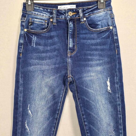 KanCan for Maurices Distressed Skinny Jeans Dark Wash 25 - Picture 2 of 9